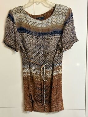 Carole Little Brown and Black Printed Tinic with Tie Waist